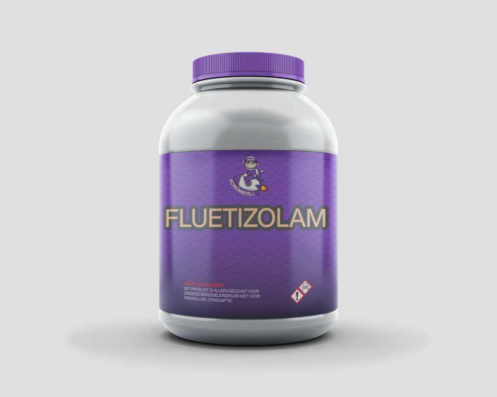 Fluetizolam pellets 1mg in verpakking voor onderzoek